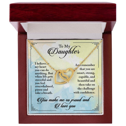 My Daughter Smart Strong Capable Beautiful - Linked Hearts Necklace Interlocking Hearts Necklace