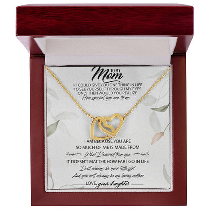 To My Mom Interlocking Hearts Necklace Message Card