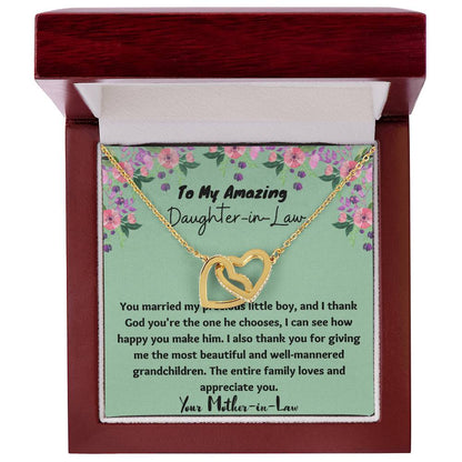 To My Amazing Daughter-In-Law Necklace - $10 Off Interlocking Hearts Necklace