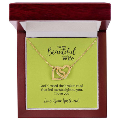 God Blessed The Broken Road To You Interlocking Hearts Necklace