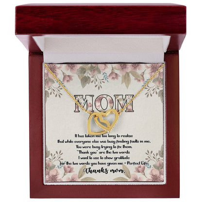 Perfect Life Thanks Mom D9312 Interlocking Hearts Necklace