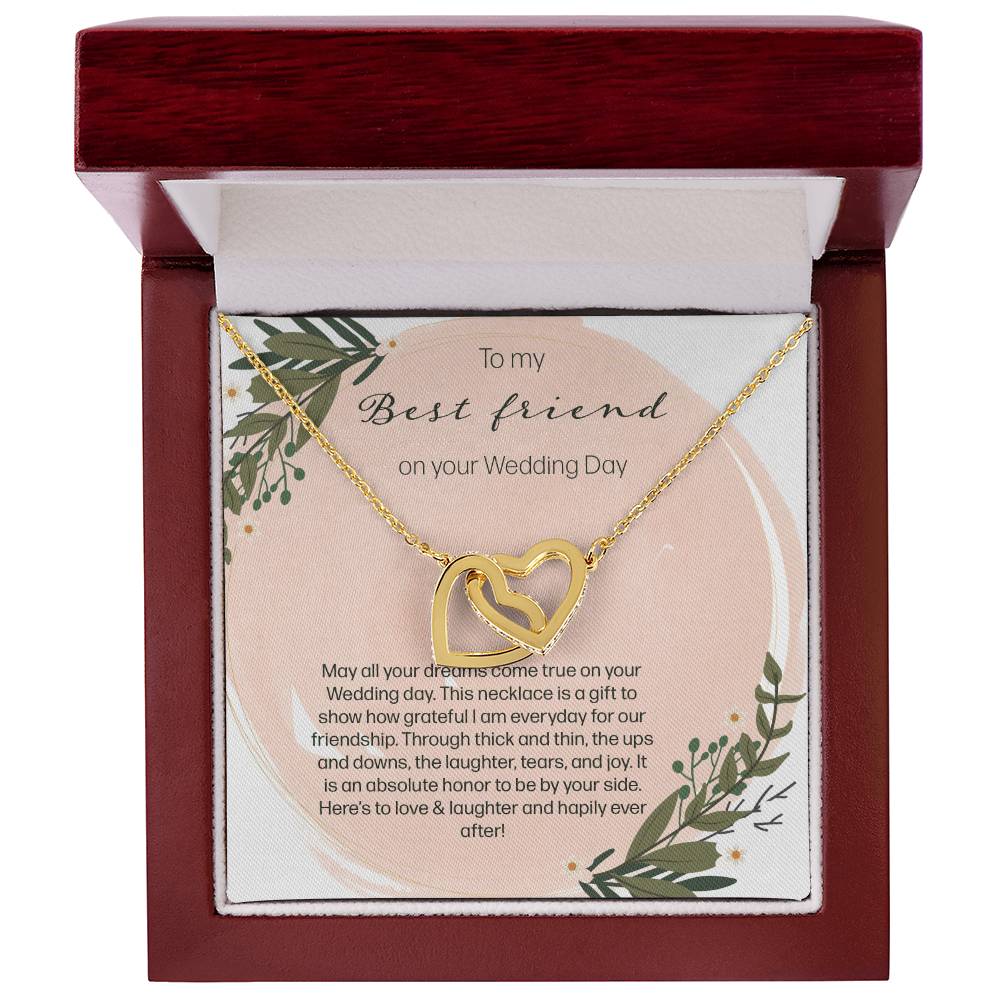 To My Bestfriend On Her Wedding Day - Leaf Interlocking Hearts Necklace