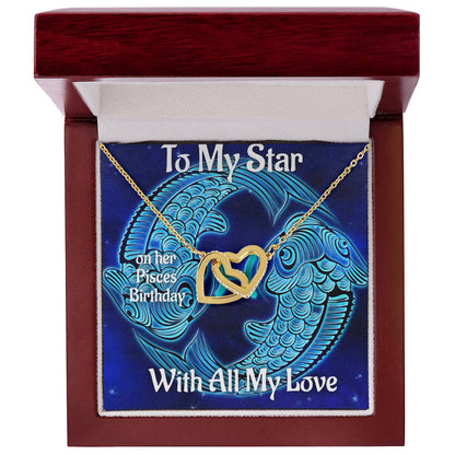 Pisces Necklace Zodiac Pisces Star Sign Gift Zodiac Gift For Women Wife Birthday Gift Interlocking Hearts Necklace