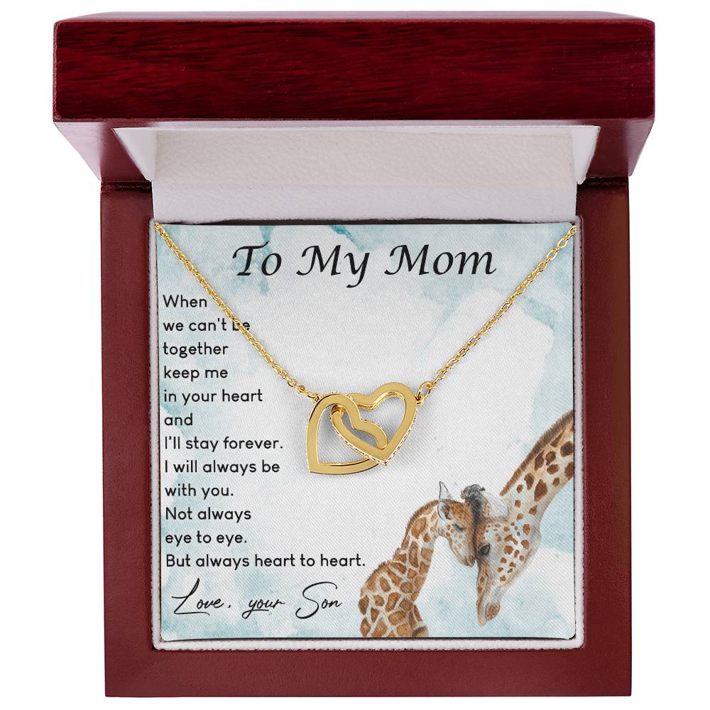 To My Mom Interlocking Hearts Necklace Message Card
