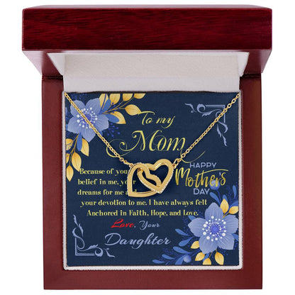 Interlocked Hearts Necklace Gift Set - From Daughter To Mom Interlocking Hearts Necklace