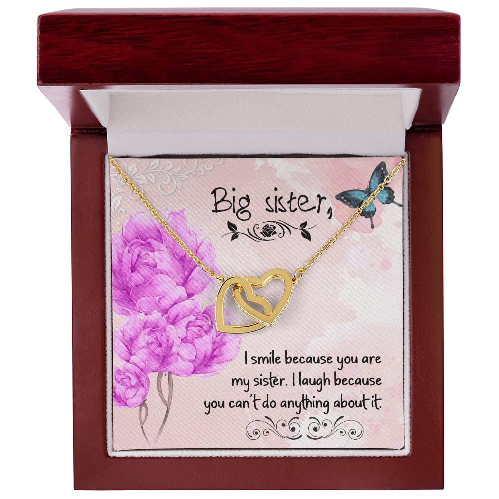 Gift For Big Sister Two Hearts Embellished Jewelry Interlocking Hearts Necklace