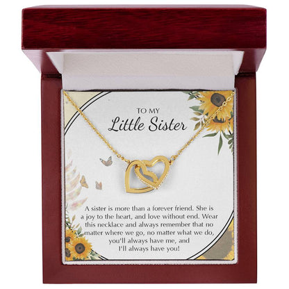 To My Little Sister Necklace Gifts Little Sister Birthday Gift For Little Sister Jewelry Gift For Sister Interlocking Hearts Necklace