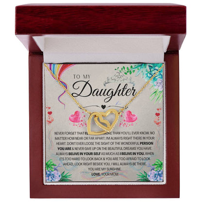 To My Daughter Interlocking Hearts Necklace