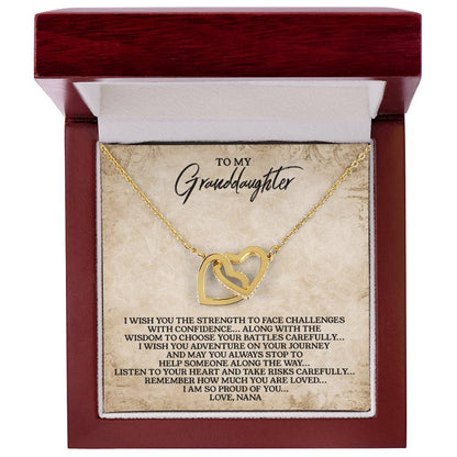 To My Granddaughter - Love Nana - Interlocking Heart Necklace Interlocking Hearts Necklace