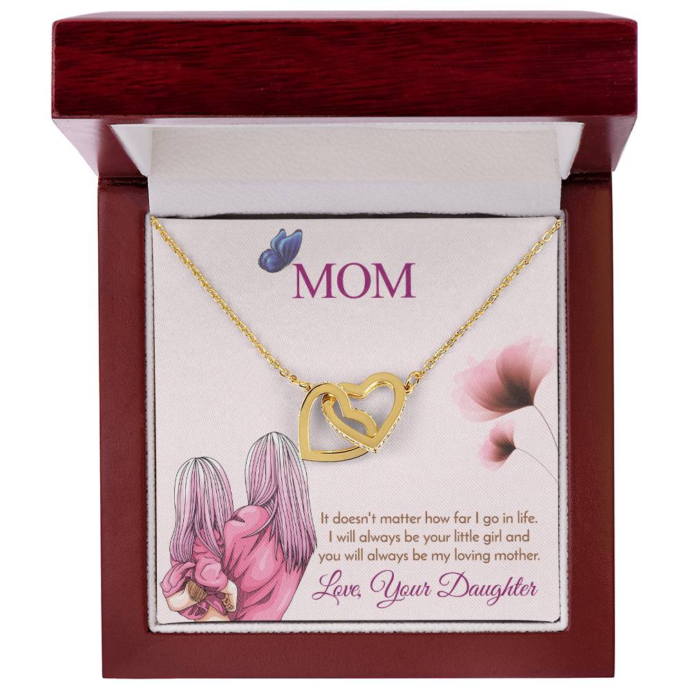 Mom - I Will Always Be Your Little Girl Interlocking Heart Necklace Interlocking Hearts Necklace