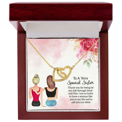 Gift For Sister - Being By My Side Necklace Interlocking Hearts Necklace