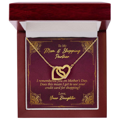 To My Mom And Shopping Partner Interlocking Hearts Necklace