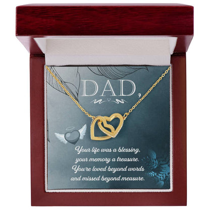 Dad - Your Life Was A Blessing - Necklace Interlocking Hearts Necklace