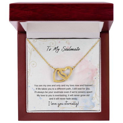 To My Soulmate Interlocking Hearts Necklace