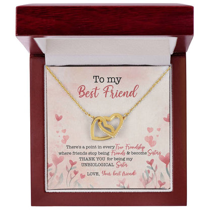 To My Best Friend There'S A Point In Every True Friendship Where Friends Stop Being Friends & Become Sisters Interlocking Hearts Necklace