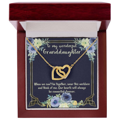 To My Wonderful Granddaughter Our Hearts Will Always Be Connected Necklace Gift From Grandmother Gift From Grandfather Interlocking Hearts Necklace