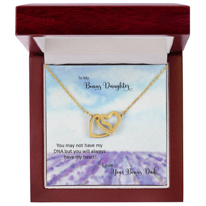 Bonus Daughter From Bonus Dad No Dna But You Have My Heart Interlocking Hearts Necklace