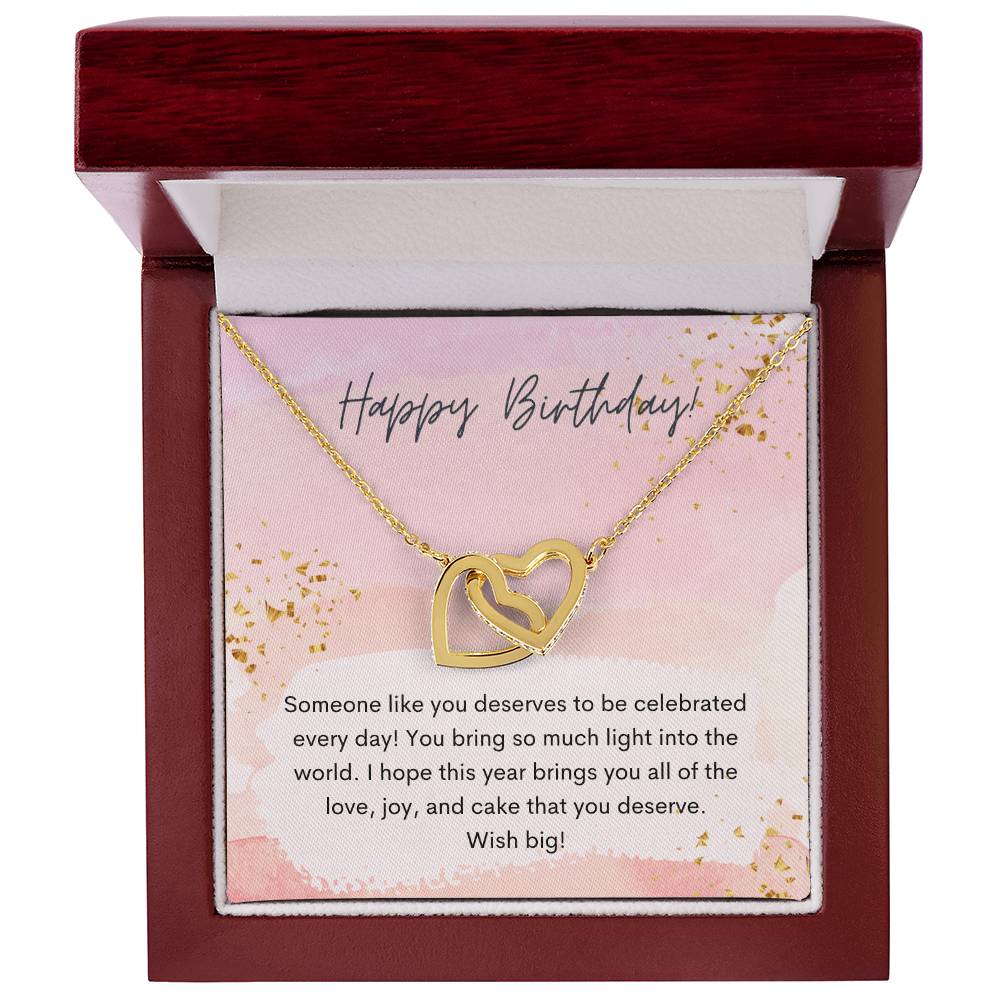 Happy Birthday Interlocking Hearts Necklace Pink Swatches