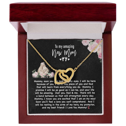 New Mom Double Heart Forever Love Necklace Interlocking Hearts Necklace