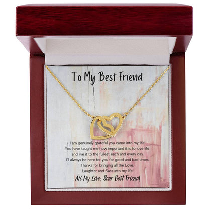 To My Best Friend Interlocking Hearts Necklace