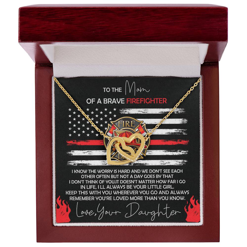 Firefighter Mom Necklace Gift From Daughter Interlocking Hearts Necklace