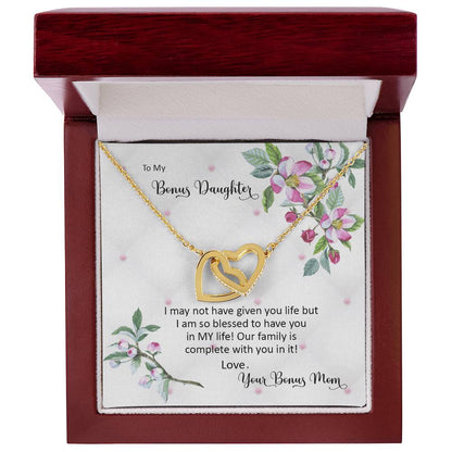 Bonus Daughter From Bonus Mom No Dna But You Have My Heart Interlocking Hearts Necklace