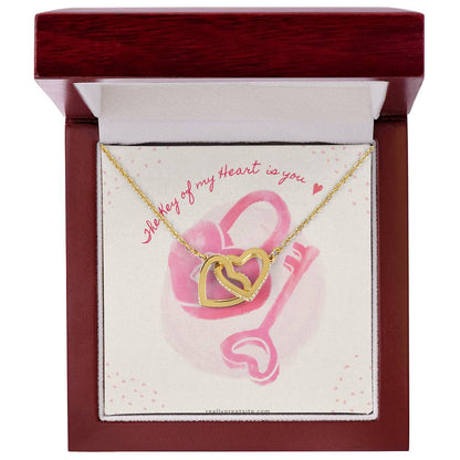 The Key Of My Heart Is Yours Interlocking Hearts Necklace