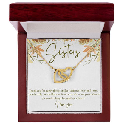 Sisters Necklace Gift For Sister Birthday Gift Sister Jewelry Big Sister Jewelry Little Sister Thoughtful Gift Message Card Interlocking Hearts Necklace