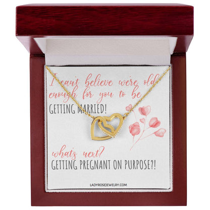 Old Enough To Get Married! Interlocking Hearts Necklace
