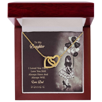 To My Daughter From Dad Interlocking Hearts Necklace