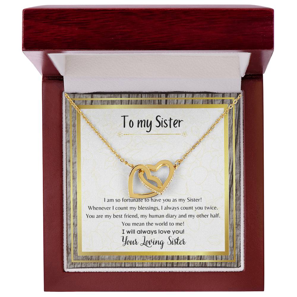 To My Sister Interlocking Hearts Necklace