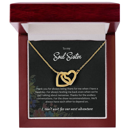 Soul Sister - Double Hearts Necklace Interlocking Hearts Necklace