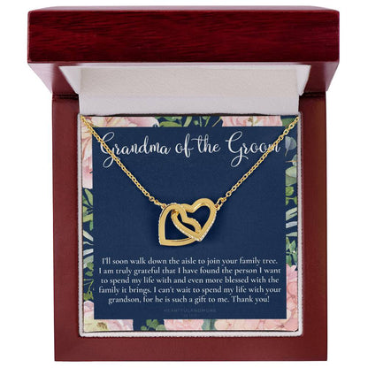 Grandmother Of The Groom Gift Necklace Grandma Wedding Gift Nana Bridal Shower Rehearsal Dinner Thank You Gift Interlocking Hearts Necklace