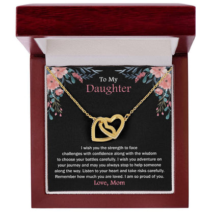 To My Daughter - Remember How Much You Are Loved - Necklace Interlocking Hearts Necklace
