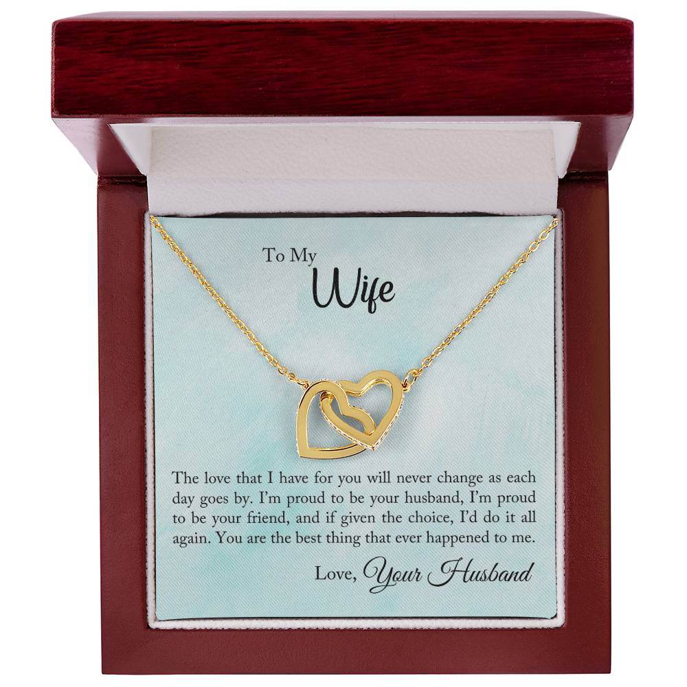 Gift For Wife - Interlocking Hearts Necklace Symbol Of Never-Ending Love