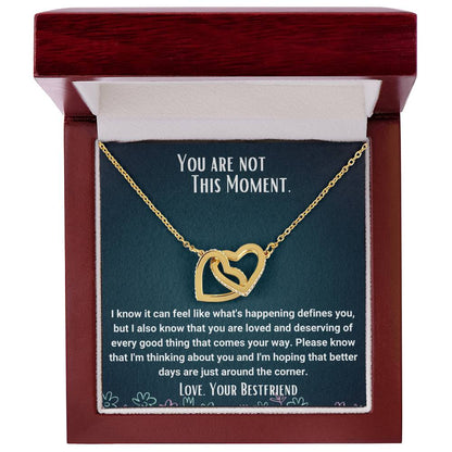 Interlocked Necklace Bestfriend Gift Encouragement Message Card Interlocking Hearts Necklace