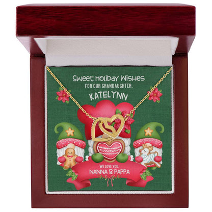 Grandparent To Granddaughter - Sweet Holiday Wishes Fully Customizable Christmas Gift - Personalized Interlocking Hearts Necklace
