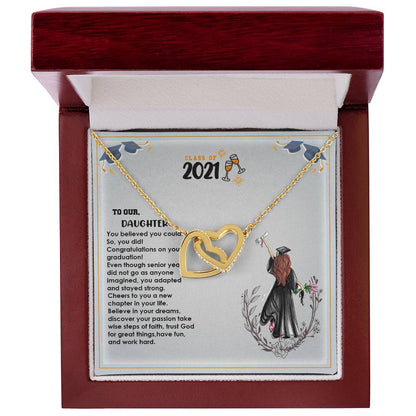 Interlocked Never-Ending Love Necklace For Believer Graduate Daughter Interlocking Hearts Necklace
