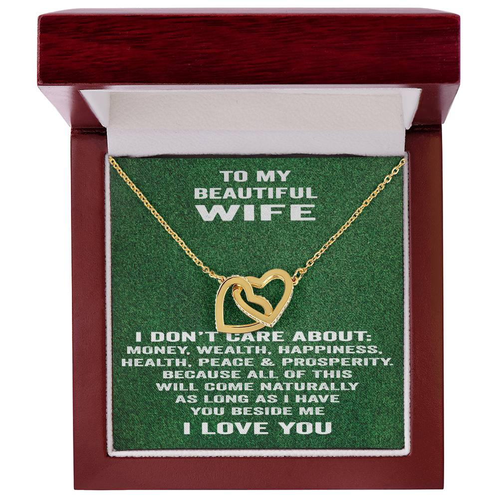 To My Beautiful Wife Necklace I Don'T Care About Bla Bla Bla. Interlocking Hearts Necklace