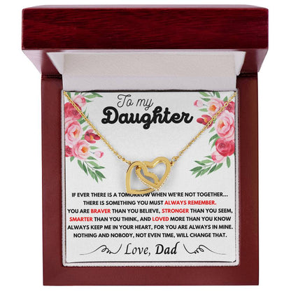 To My Daughter - My Love Is Forever Dad - Necklace Interlocking Hearts Necklace