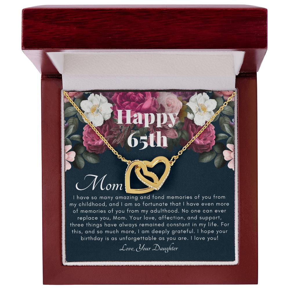 Mother'S 65Th Birthday Gift Gift For Mom On Her Birthday Gift For Mom From Daughter Mom Necklace Best Mom Gift Message Card Interlocking Hearts Necklace