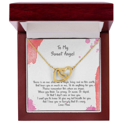 Teen Daughter My Sweet Angel There'S No One Else Hearts Necklace Interlocking Hearts Necklace