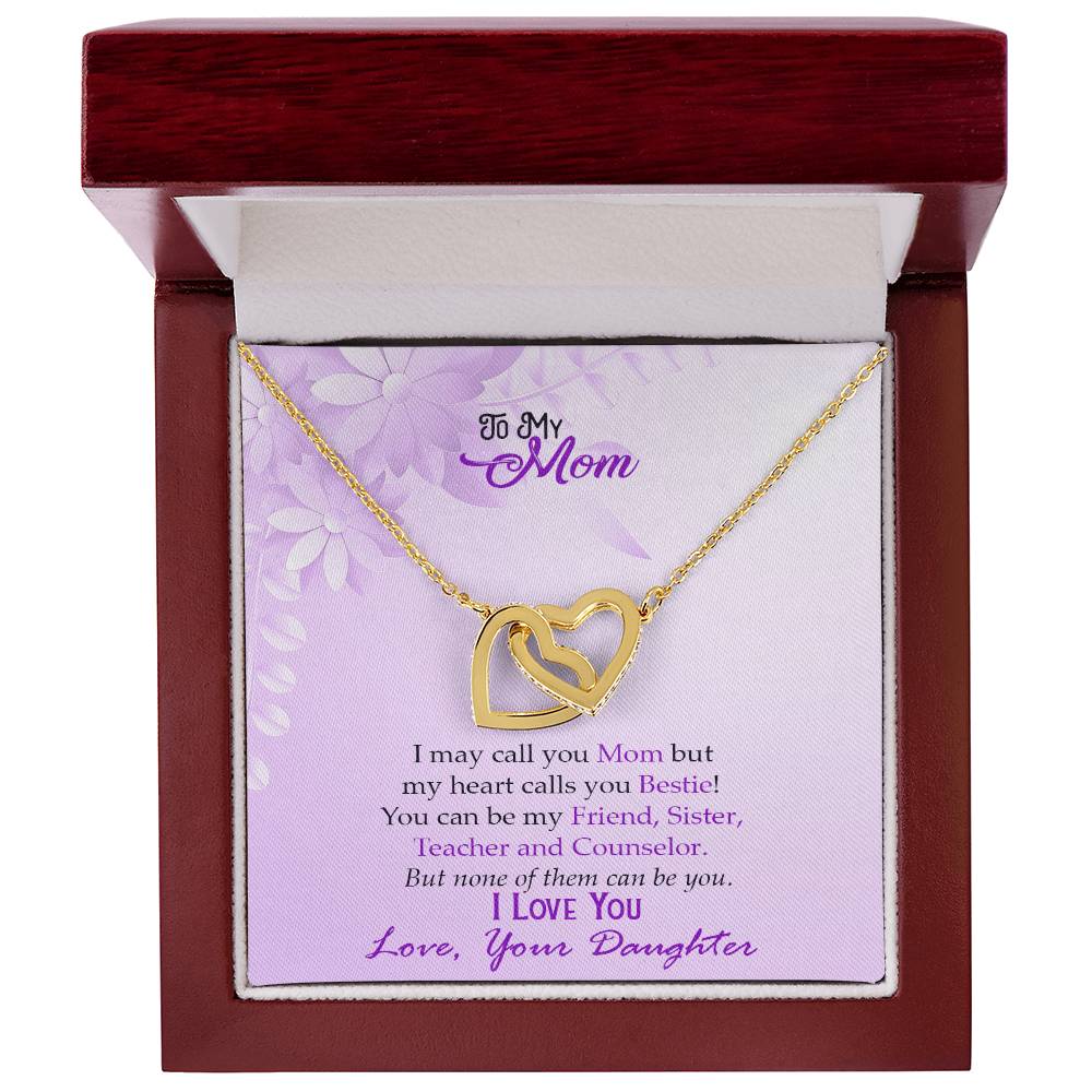 Bestie Mom Two Hearts Necklace Interlocking Hearts Necklace