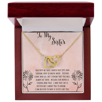 To My Sister Together We Shared Our Joys Interlocking Hearts Necklace