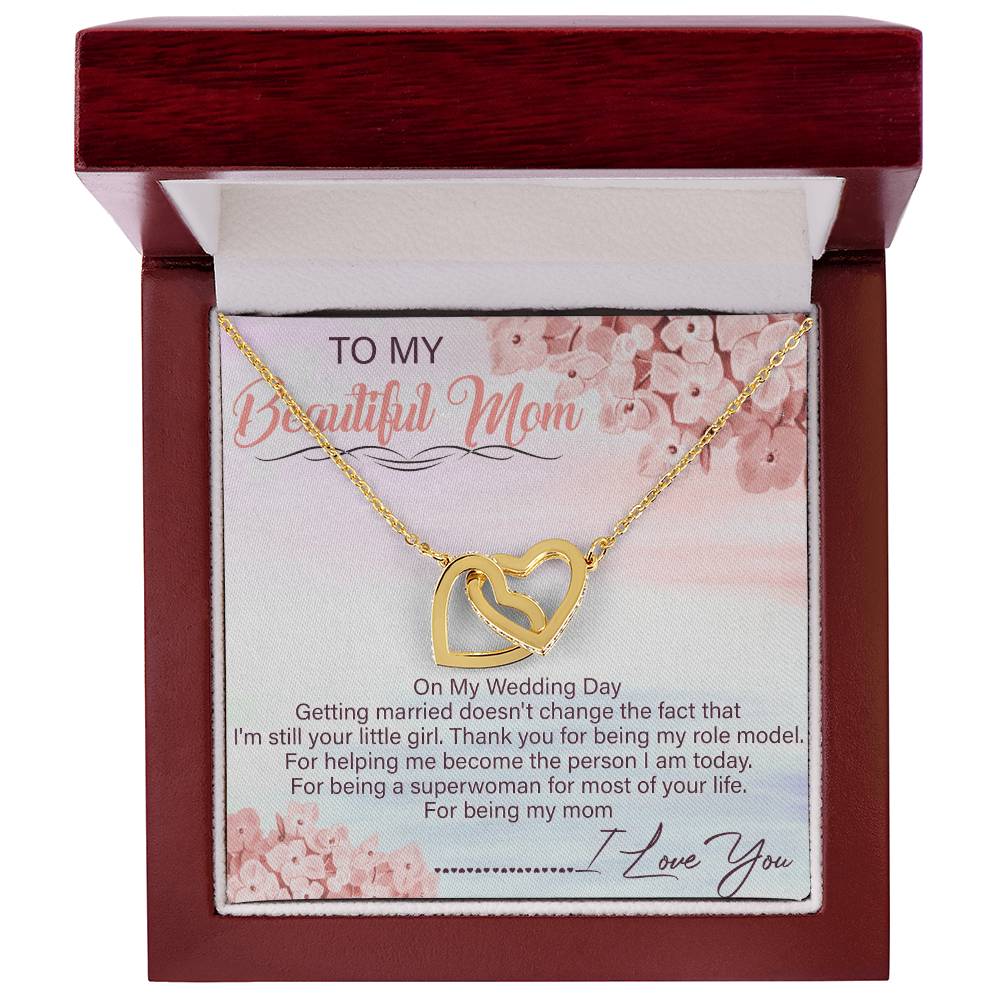 To My Beautiful Mom Interlocking Hearts Necklace Message Card