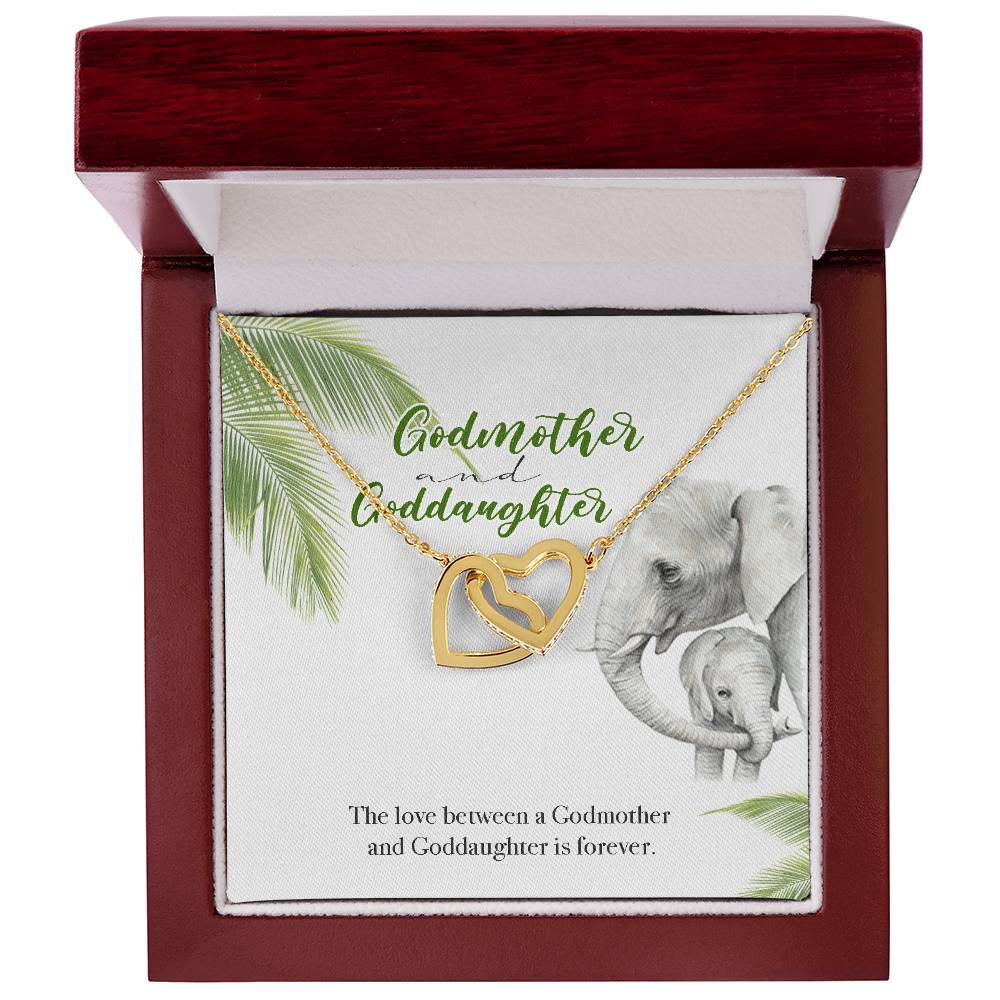 Godmother Goddaughter Gift Necklace Emotional Message Card Interlocking Hearts Necklace