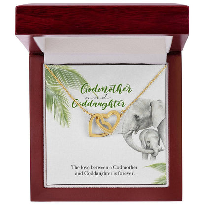 Godmother Goddaughter Gift Necklace Emotional Message Card Interlocking Hearts Necklace