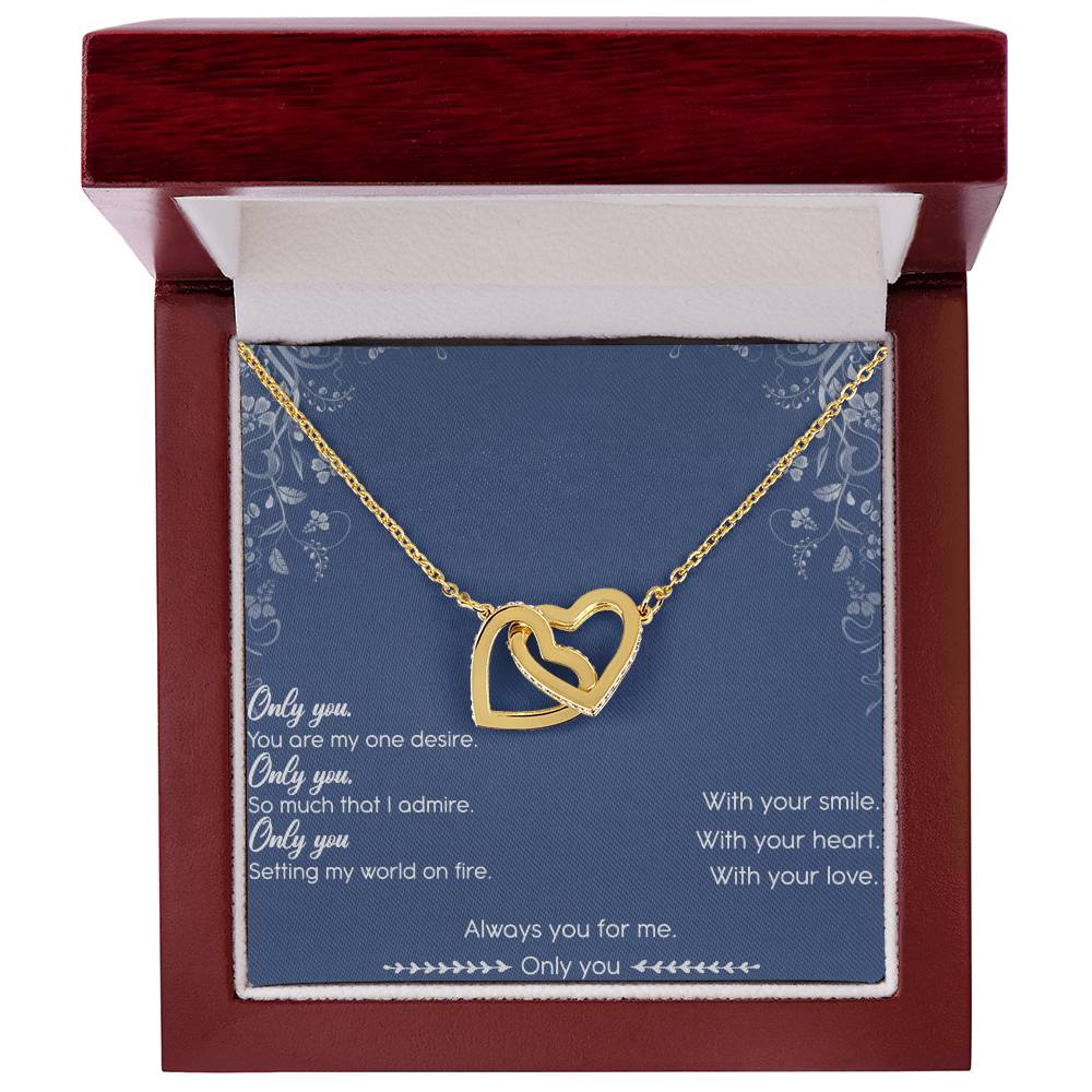 Only You Interlocking Hearts Necklace Message Card