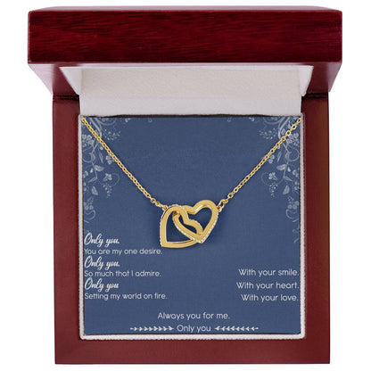 Only You Interlocking Hearts Necklace Message Card
