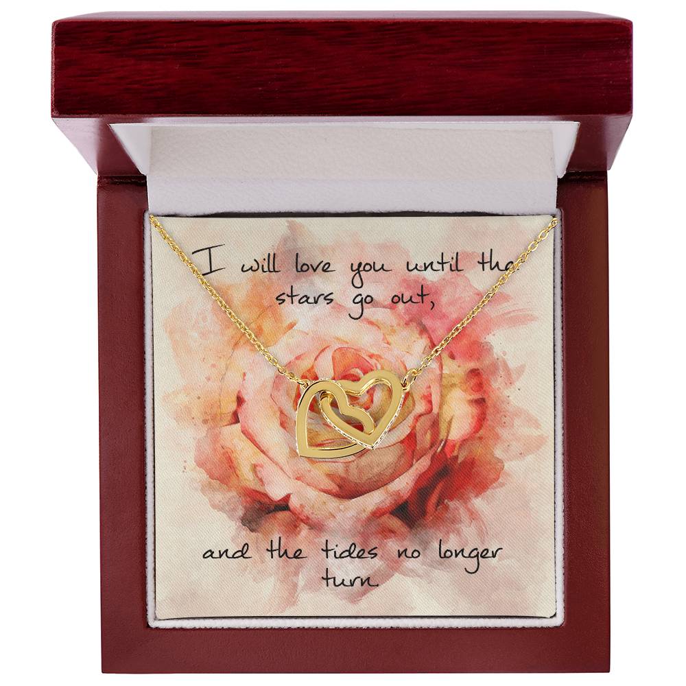 Interlocking Hearts Necklace – Pink Rose Message Card